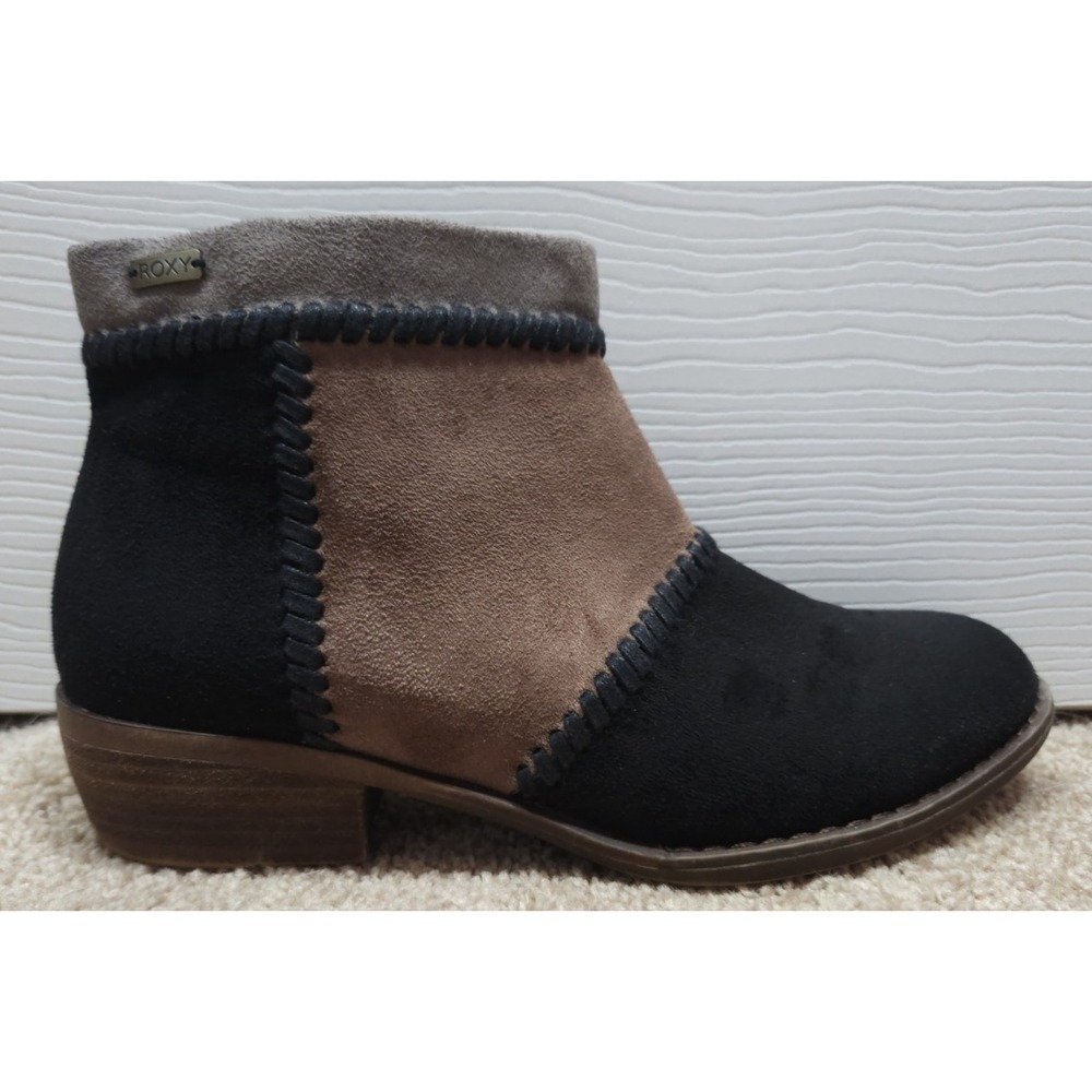 Roxy Womens Devlin Brown Black Faux Suede Ankle Bootie Boot US 8.5 Y2K 90's Boho